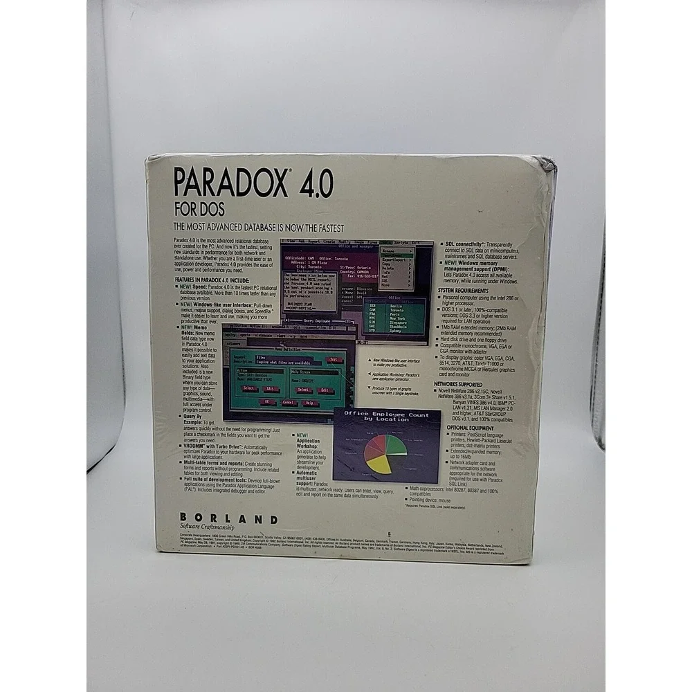 Vintage Borland Paradox for DOS 4.0 database software 3.5